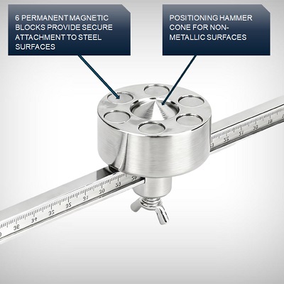 Circle cutting guide stainless steel /w magnet and ruler