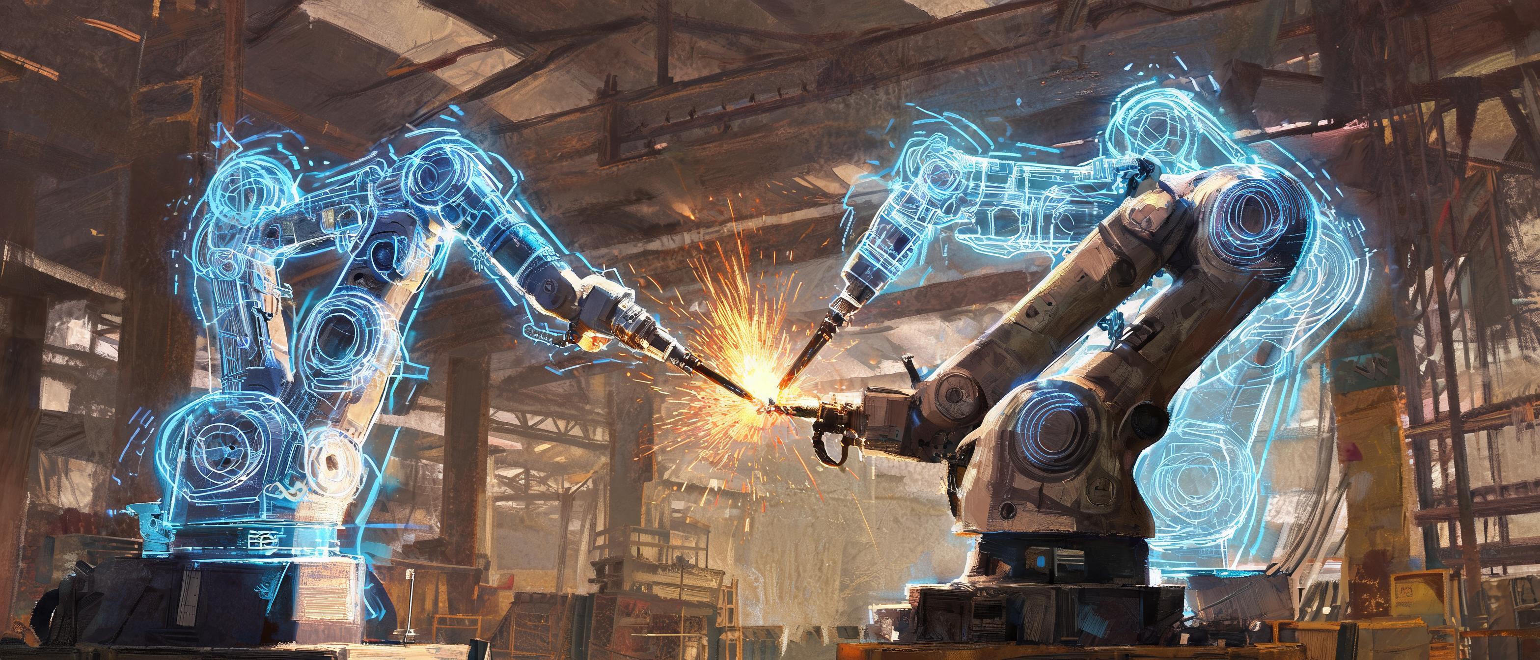 **Welding Industry Mergers & Acquisitions** — Oil Painting style