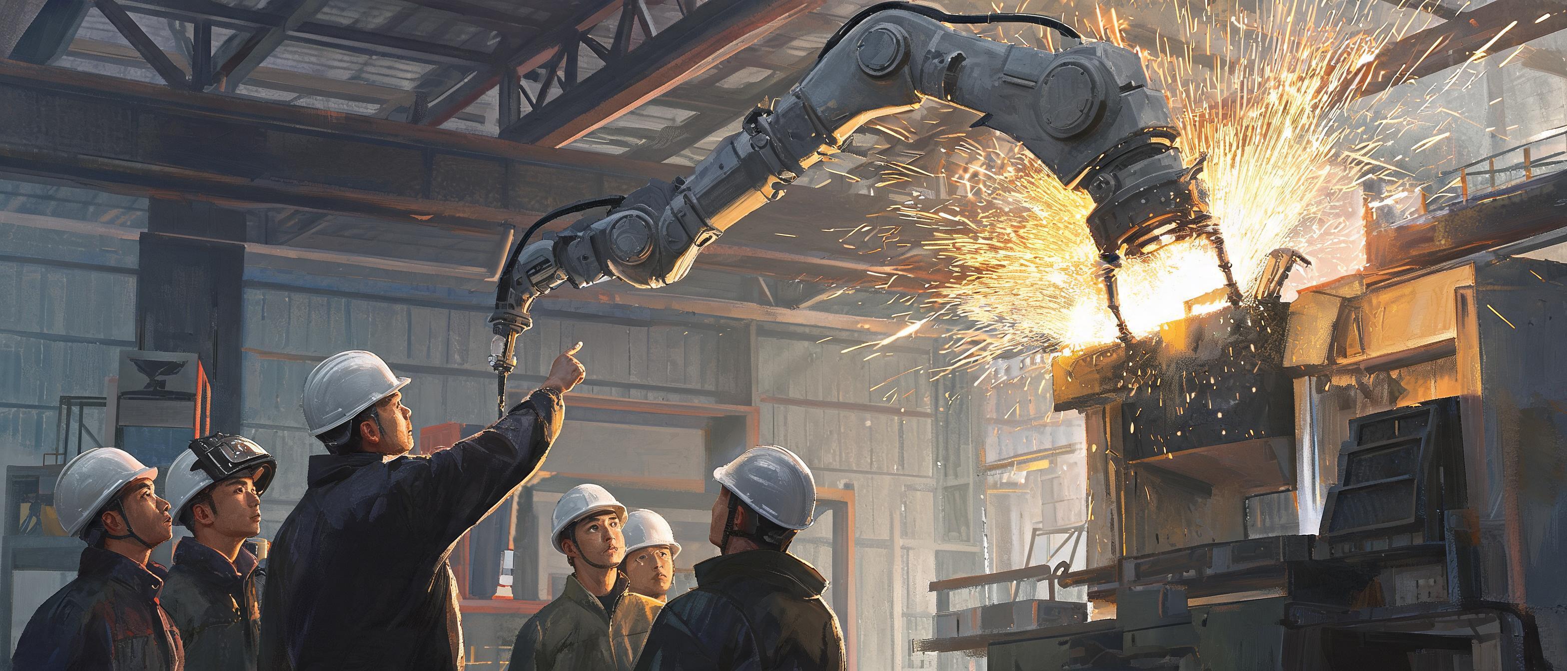 **2026 Marks New Phase in Autonomous Robotic Welding** — Oil Painting style