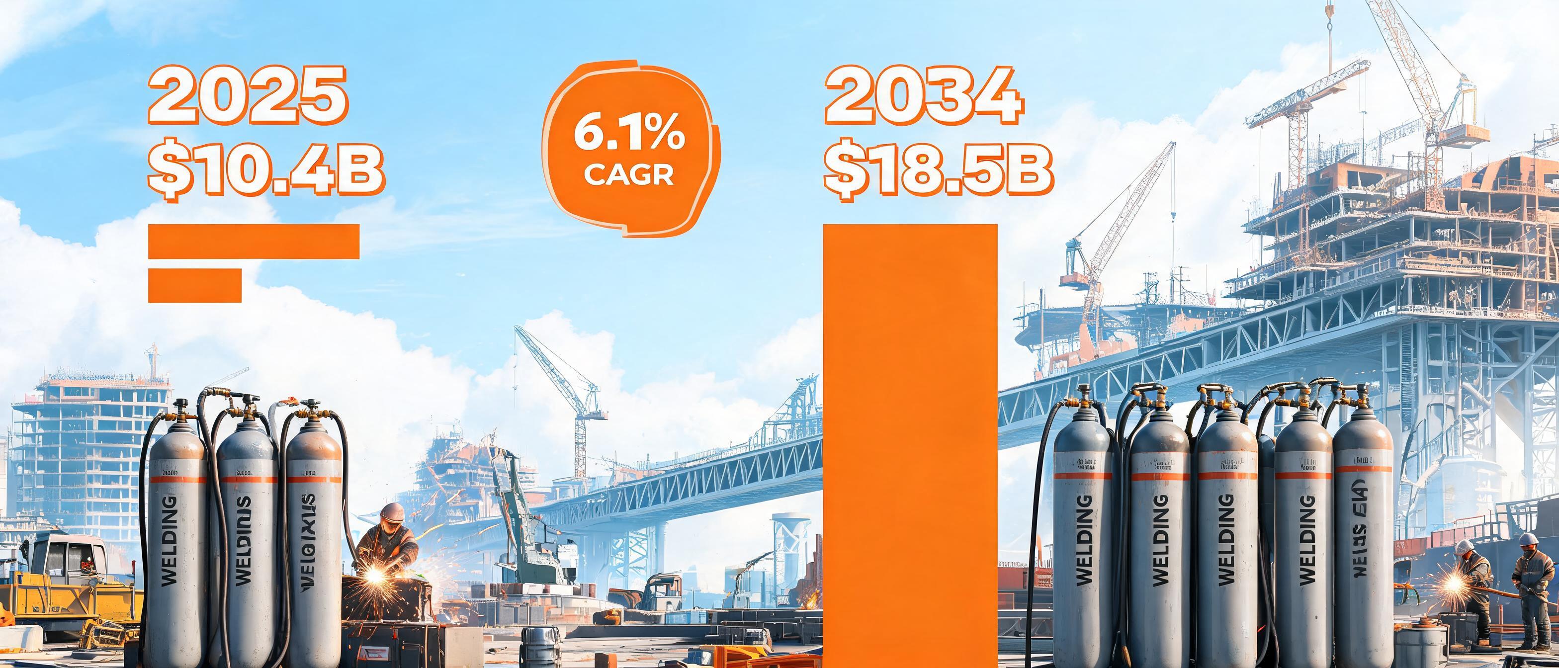 Global Welding and Cutting Gases Market to Reach USD 18.5B by 2034, Driven by Infrastructure Demand — Pop Art style